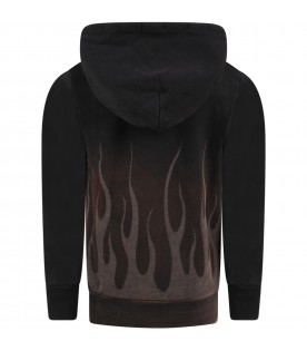 Black sweatshirt for boy with flames