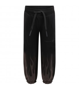 Black sweatpants for boy with flames