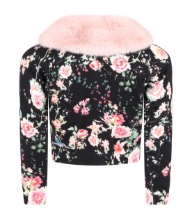 Black cardigan for girl with flowers