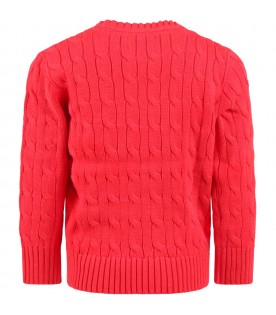 Red sweater for boy with pony logo