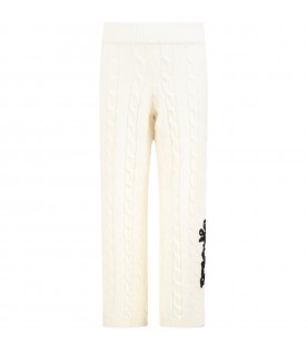 Ivory trouser for girl with logo