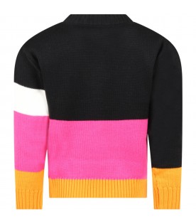 Multicolor sweater for girl with logo