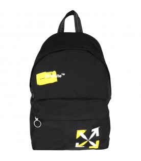 Black backpack for kids with logo