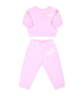 Pink tracksuit for baby girl with logo
