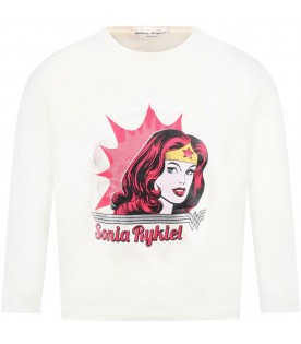 Ivory t-shirt for girl with Wonder Woman