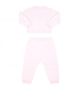 Pink suit for baby girl with logo