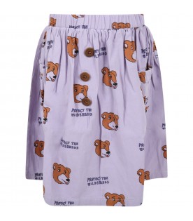 Purple skirt for girl with bear and writing