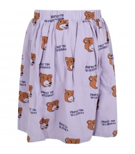 Purple skirt for girl with bear and writing