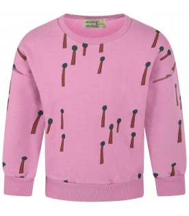 Pink sweatshirt for girl with trees