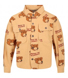 Beige shirt for kids with bear and writing