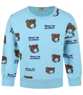 Light-blue sweatshirt for boy with bear and writing