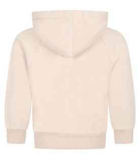 Beige sweatshirt for kids with bear and writing