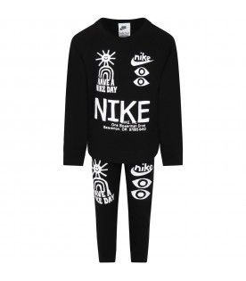 Black tracksuit for boy with logo