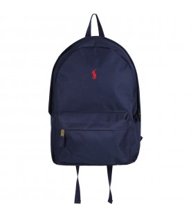 Blue backpack for boy with iconic pony logo