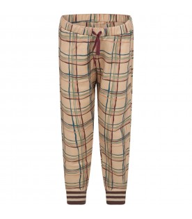 Beige trouser for boy with checks