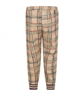 Beige trouser for boy with checks
