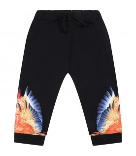 Black sweatpants for baby boy with wings