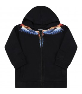 Black sweatshirt for baby boy with wings
