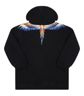 Black sweatshirt for baby boy with wings