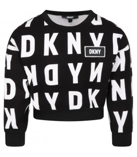 Black sweatshirt for girl with logos