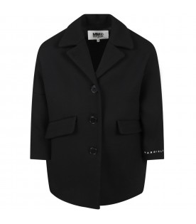 Black coat for boy with logo