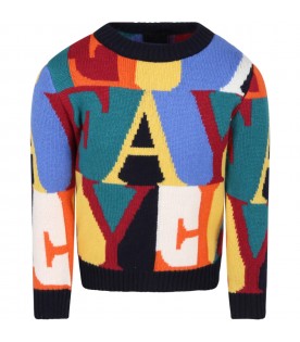 Multicolor sweater for boy with logos