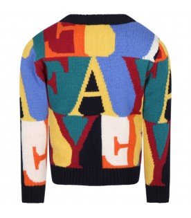 Multicolor sweater for boy with logos