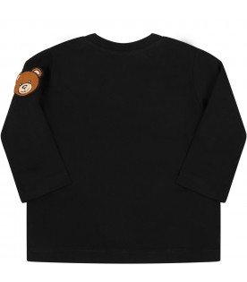 Black t-shirt for baby kids with logo