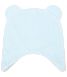 Light blue hat for baby boy with logo