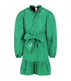 Green dress for girl with logo