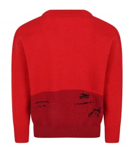 Red sweater for boy with bear