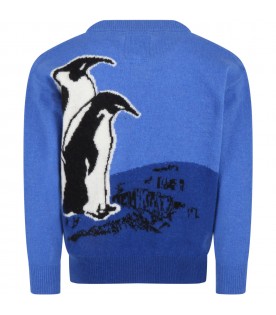 Blue sweater for boy with penguins