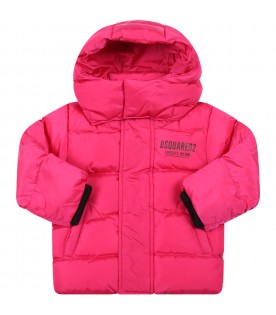 Fuchsia jacket for baby girl with logo