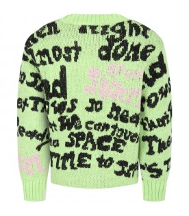 Green sweater for girl with writings