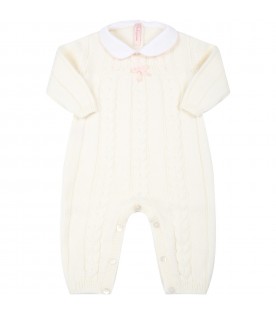 Ivory babygrow for baby girl with bow