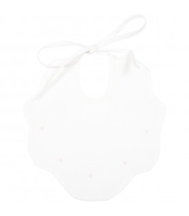 White bib for baby girl with poka-dots