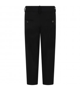 Black trousers for boy with white logo