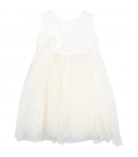 Ivory dress for baby girl with polka dots