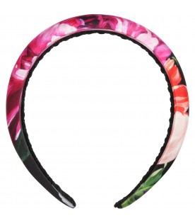 Black hairband for girl with flowers
