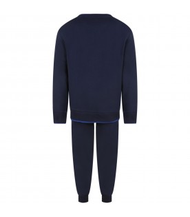 Blue tracksuit for boy with logo