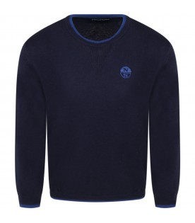 Blue sweater for boy with logo