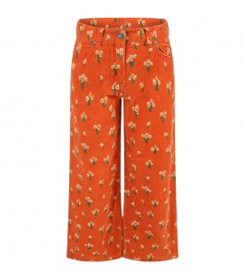 Orange pants for girl with flowers