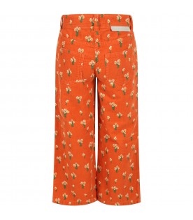 Orange pants for girl with flowers
