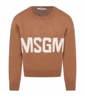 Brown sweater for boy with logo