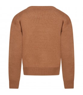 Brown sweater for boy with logo