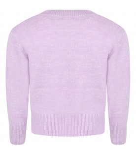Lilac sweater for girl with headphones