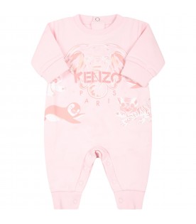 Pink babygrow for baby girl with logo
