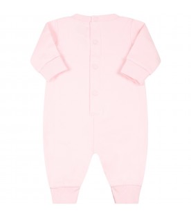 Pink babygrow for baby girl with logo