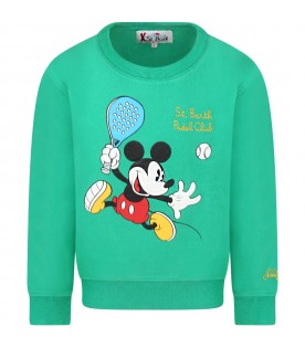 Green sweatshirt for boy with Mickey Mouse