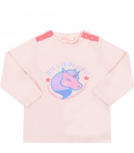 Pink t-shirt for baby girl with unicorn